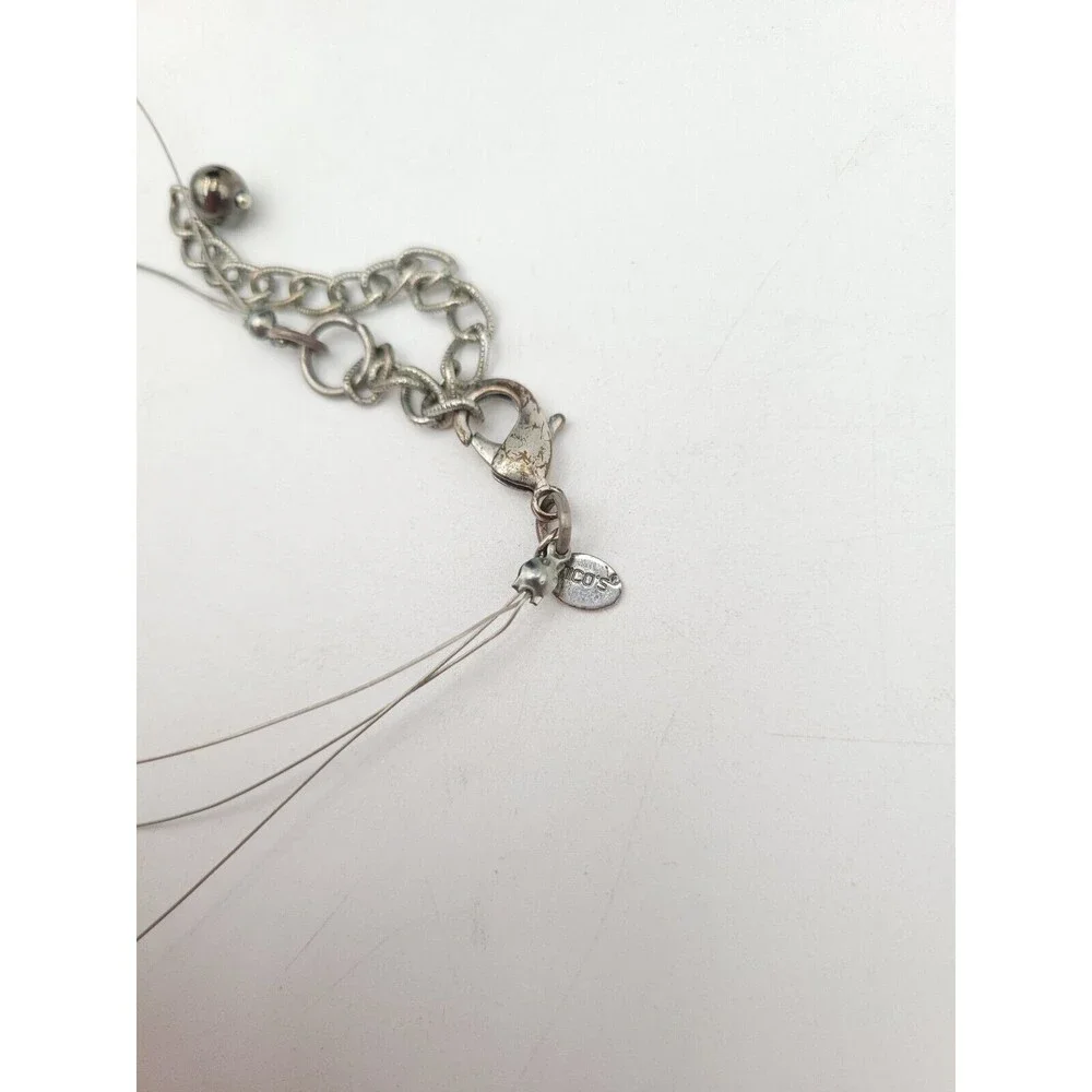 Chico's 3 Strand Wire Silver Tone Bronze Brown Beige‎ Floating Bead Necklace 21